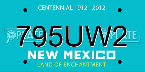 795UW2 New Mexico License Plate