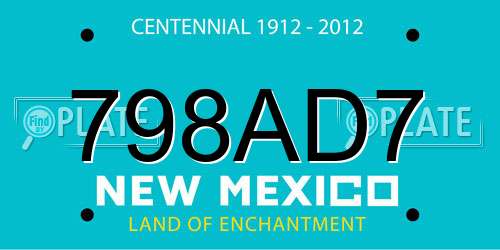 798AD7 New Mexico License Plate
