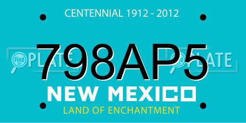 798AP5 New Mexico License Plate