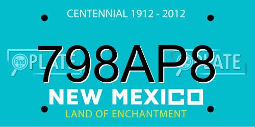 798AP8 New Mexico License Plate
