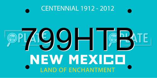 799HTB New Mexico License Plate