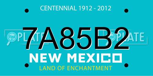 7A85B2 New Mexico License Plate