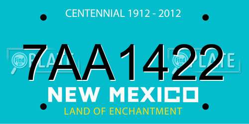 7AA1422 New Mexico License Plate