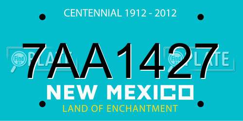 7AA1427 New Mexico License Plate