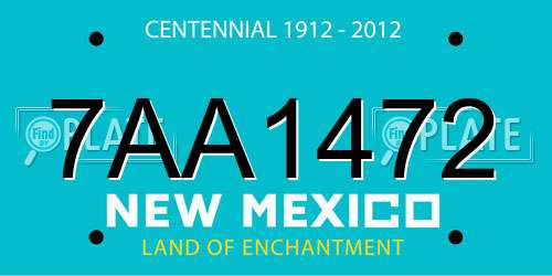 7AA1472 New Mexico License Plate