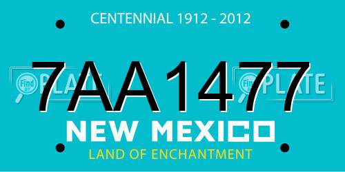 7AA1477 New Mexico License Plate
