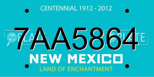 7AA5864 New Mexico License Plate