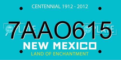 7AAO615 New Mexico License Plate