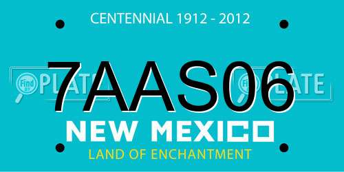 7AAS06 New Mexico License Plate