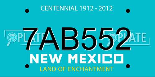 7AB552 New Mexico License Plate
