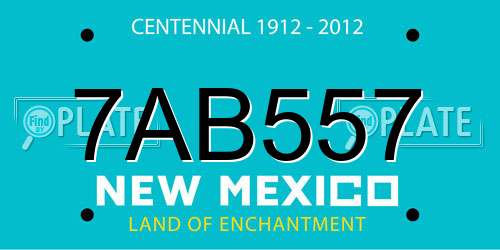 7AB557 New Mexico License Plate