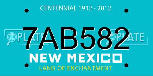 7AB582 New Mexico License Plate