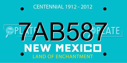 7AB587 New Mexico License Plate
