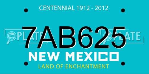 7AB625 New Mexico License Plate