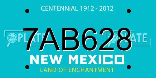 7AB628 New Mexico License Plate