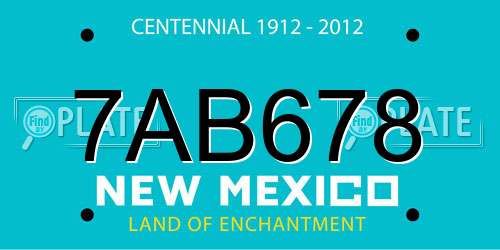 7AB678 New Mexico License Plate