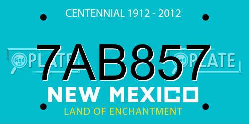 7AB857 New Mexico License Plate