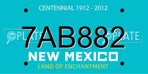 7AB882 New Mexico License Plate