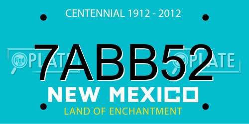 7ABB52 New Mexico License Plate