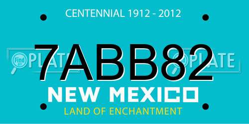 7ABB82 New Mexico License Plate