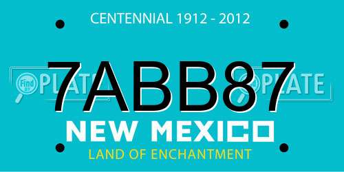 7ABB87 New Mexico License Plate