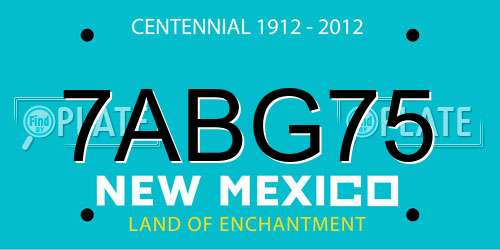 7ABG75 New Mexico License Plate