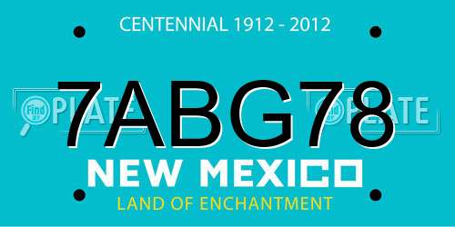 7ABG78 New Mexico License Plate