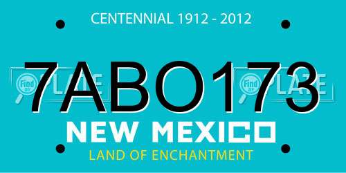 7ABO173 New Mexico License Plate