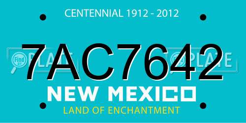 7AC7642 New Mexico License Plate