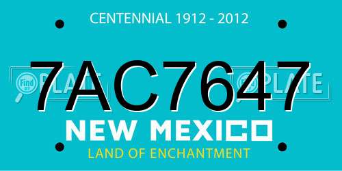 7AC7647 New Mexico License Plate