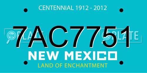 7AC7751 New Mexico License Plate