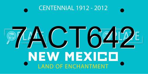 7ACT642 New Mexico License Plate
