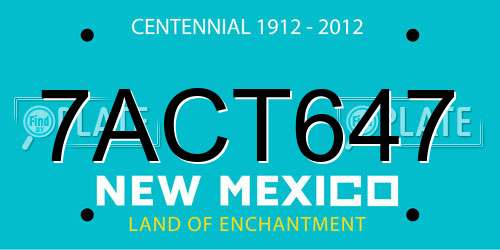 7ACT647 New Mexico License Plate