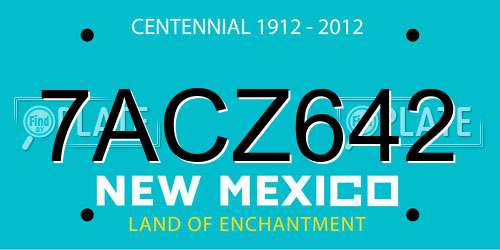 7ACZ642 New Mexico License Plate