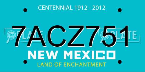 7ACZ751 New Mexico License Plate