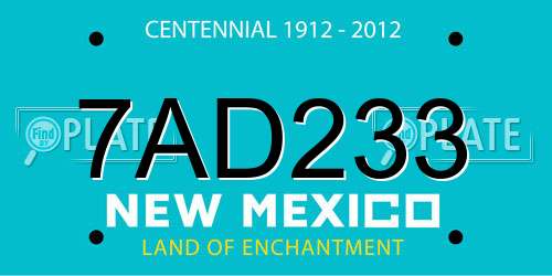 7AD233 New Mexico License Plate