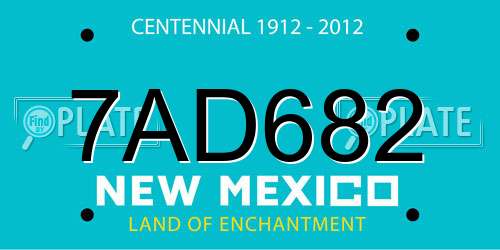 7AD682 New Mexico License Plate