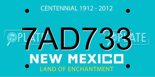 7AD733 New Mexico License Plate