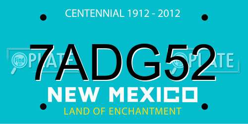 7ADG52 New Mexico License Plate