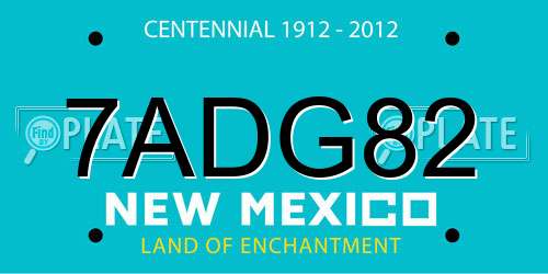 7ADG82 New Mexico License Plate