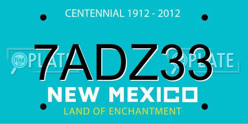 7ADZ33 New Mexico License Plate