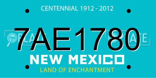 7AE1780 New Mexico License Plate