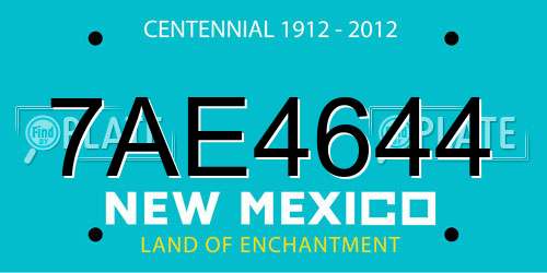 7AE4644 New Mexico License Plate