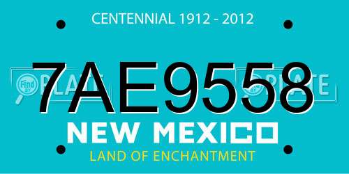 7AE9558 New Mexico License Plate