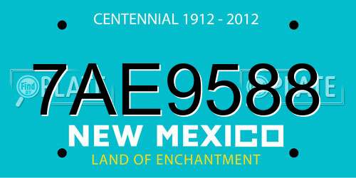 7AE9588 New Mexico License Plate