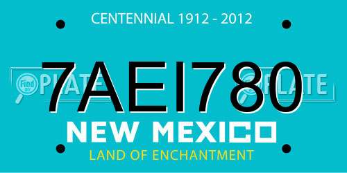 7AEI780 New Mexico License Plate