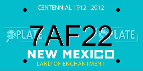 7AF22 New Mexico License Plate