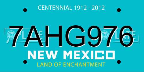7AHG976 New Mexico License Plate