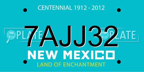 7AJJ32 New Mexico License Plate