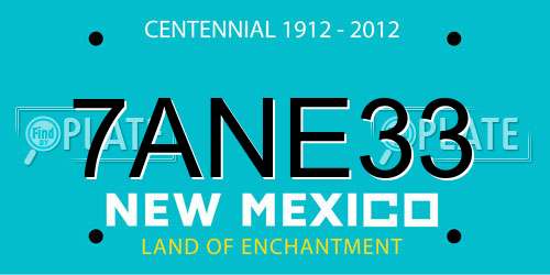 7ANE33 New Mexico License Plate